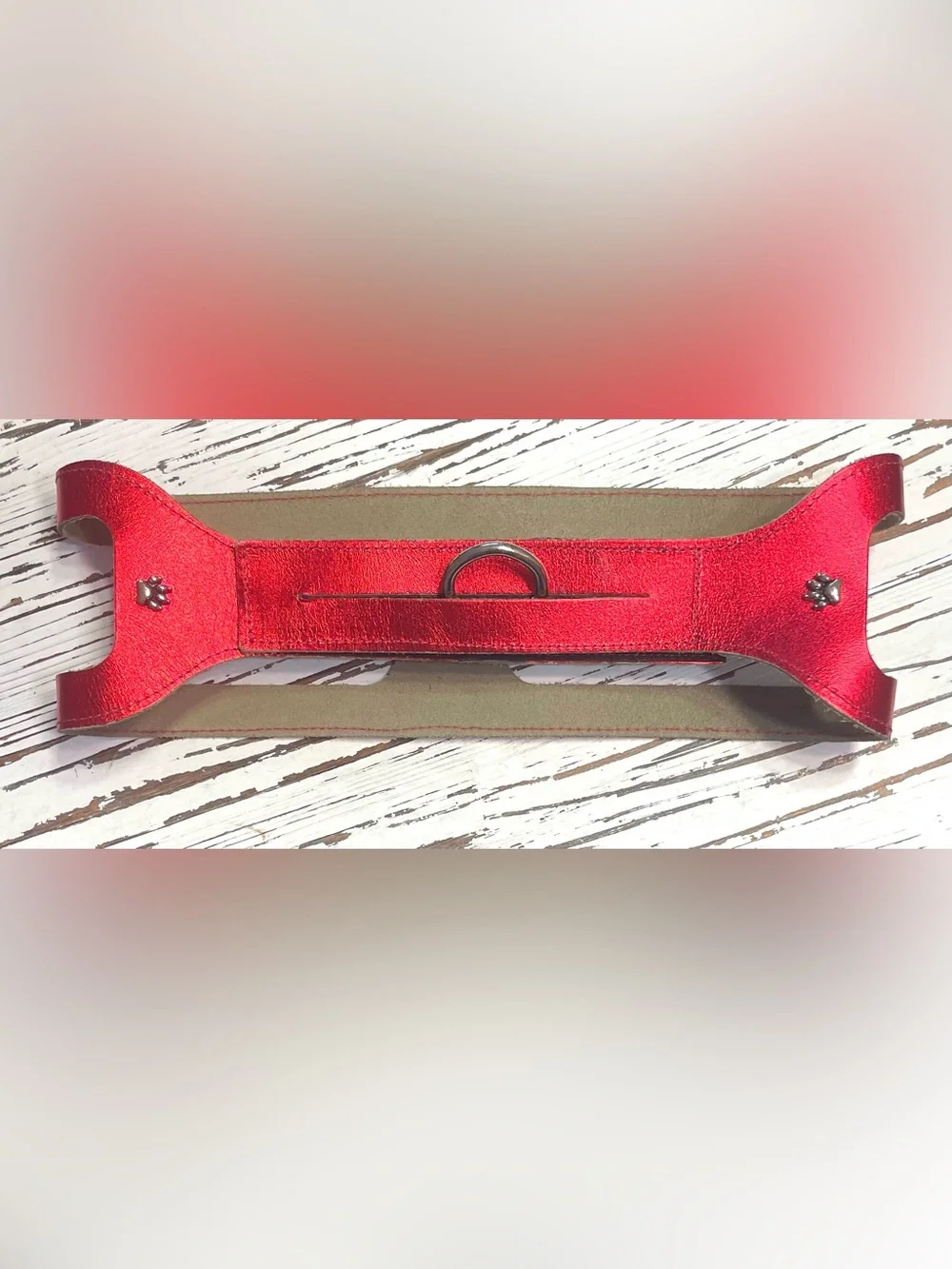 Red Metallic step- in Choke free Leather Harness 27 inches